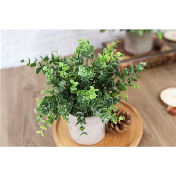 3 Pack Mini Potted Fake Plants Artificial Plastic Eucalyptus Plants Home Office - Picture 2 of 6